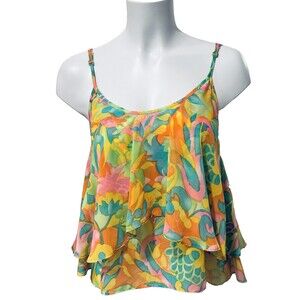 Show Me Your MuMu Tiered Layers Flutter Top Colorful Size S Adjustable Straps